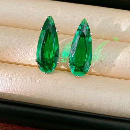 Water Droplets Stud Earrings For Women In Silver Copper With Zircon Inlay