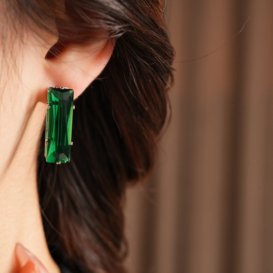 Water Droplets Stud Earrings For Women In Silver Copper With Zircon Inlay