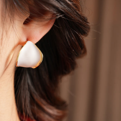 C Shape Earrings For Women In Golden Alloy, Stylish And Elegant Design