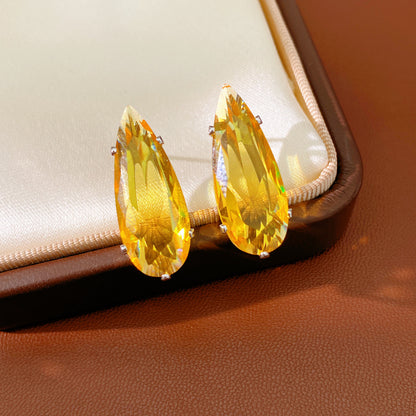 Water Droplets Stud Earrings For Women In Silver Copper With Zircon Inlay