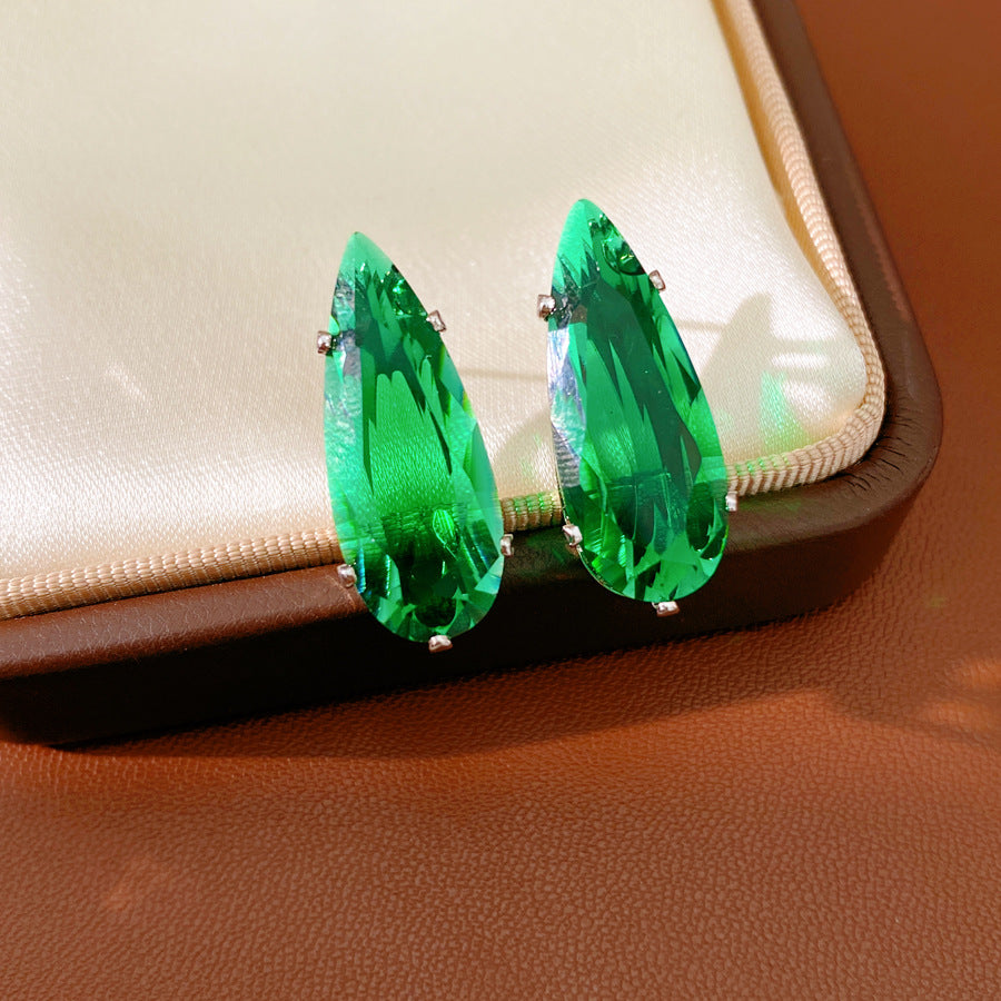 Water Droplets Stud Earrings For Women In Silver Copper With Zircon Inlay
