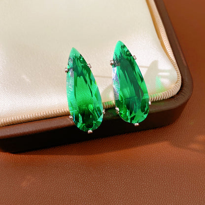 Water Droplets Stud Earrings For Women In Silver Copper With Zircon Inlay