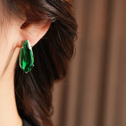 Water Droplets Stud Earrings For Women In Silver Copper With Zircon Inlay