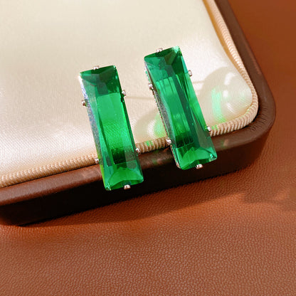 Water Droplets Stud Earrings For Women In Silver Copper With Zircon Inlay