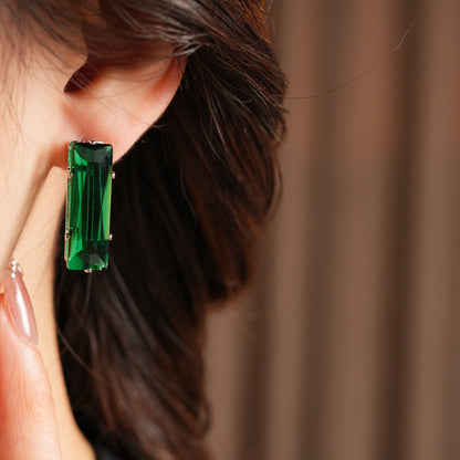 Water Droplets Stud Earrings For Women In Silver Copper With Zircon Inlay
