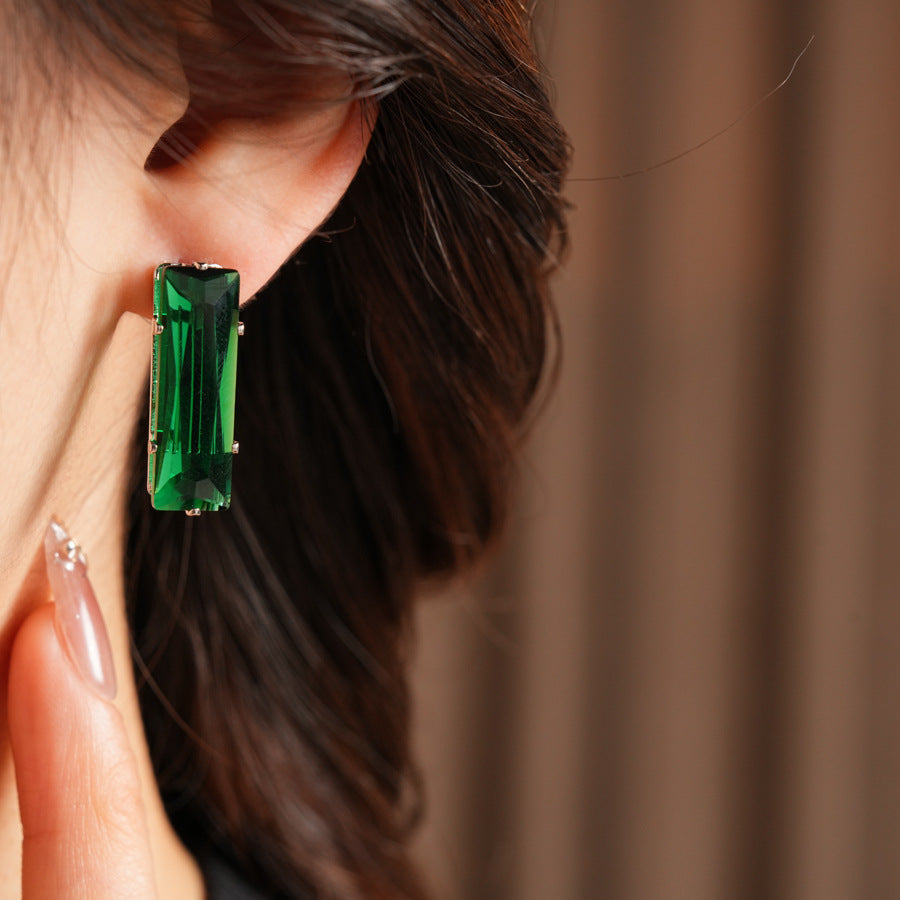 Water Droplets Stud Earrings For Women In Silver Copper With Zircon Inlay