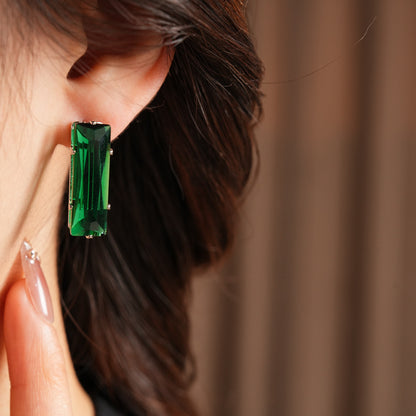 Water Droplets Stud Earrings For Women In Silver Copper With Zircon Inlay