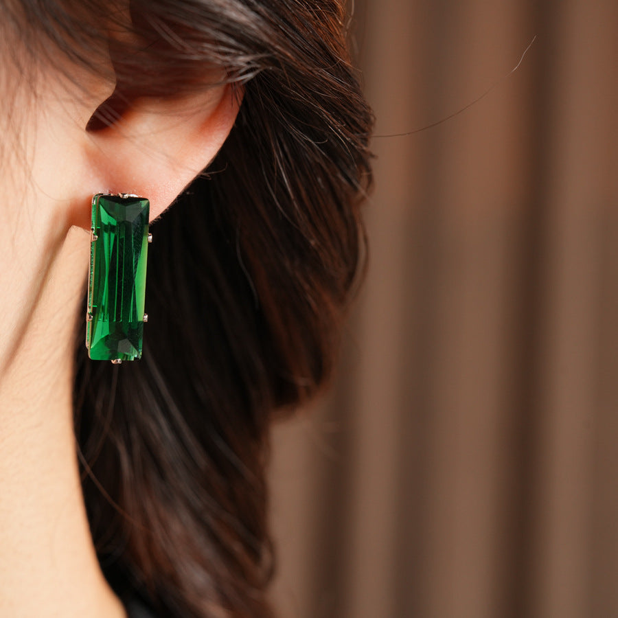 Water Droplets Stud Earrings For Women In Silver Copper With Zircon Inlay