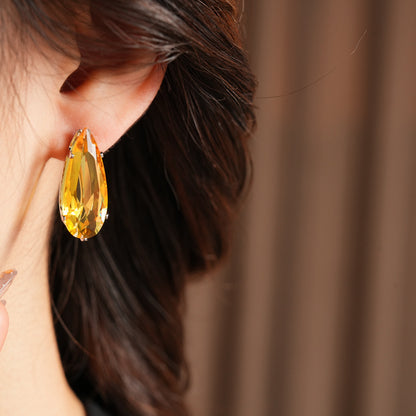 Water Droplets Stud Earrings For Women In Silver Copper With Zircon Inlay
