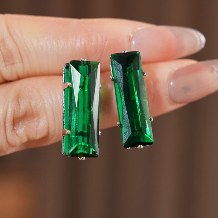 Water Droplets Stud Earrings For Women In Silver Copper With Zircon Inlay