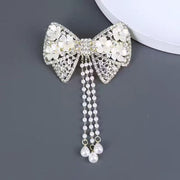 White Tassel Bow - Gold