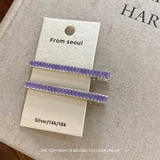 2 Purple Row Diamond Duckbill Clips
