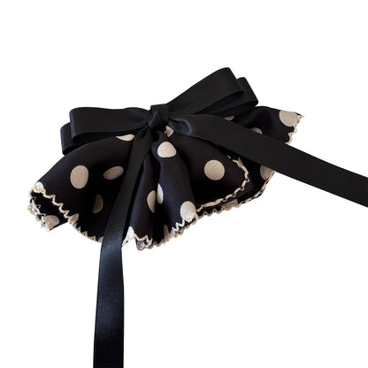 Polka Dots Satin Hairpin In Black, Stylish Hair Accessory For Elegant Looks