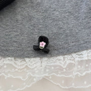 Pink Flowers-Black Clip