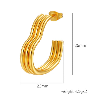 Heart Shape Earrings For Women Made Of Titanium Steel In Golden Color