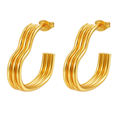 Heart Shape Earrings For Women Made Of Titanium Steel In Golden Color