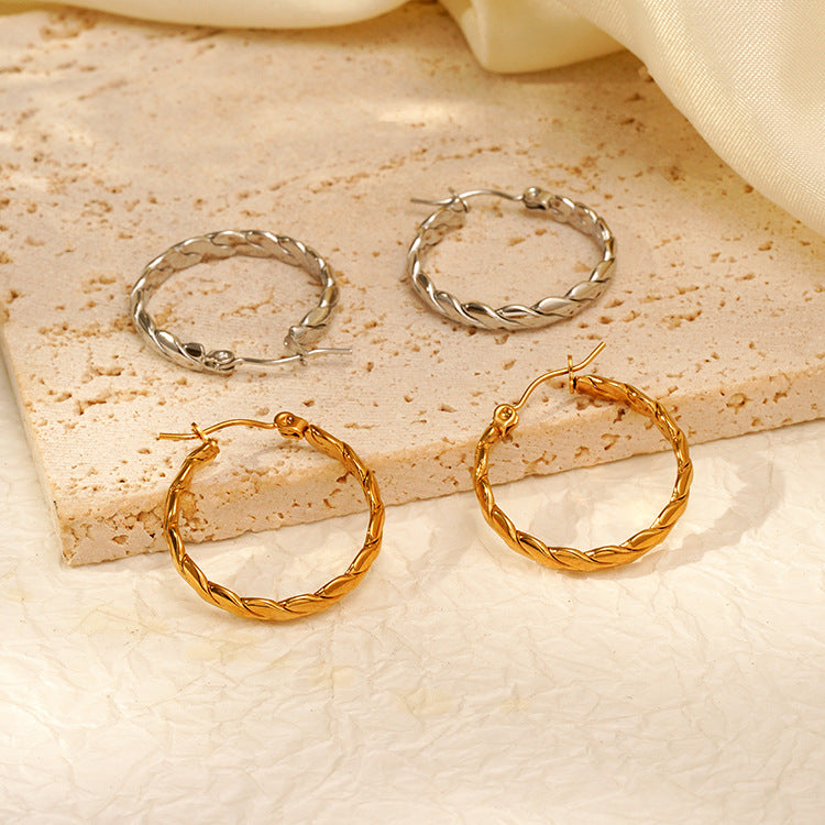 Universe Earrings For Women In Golden Titanium Steel