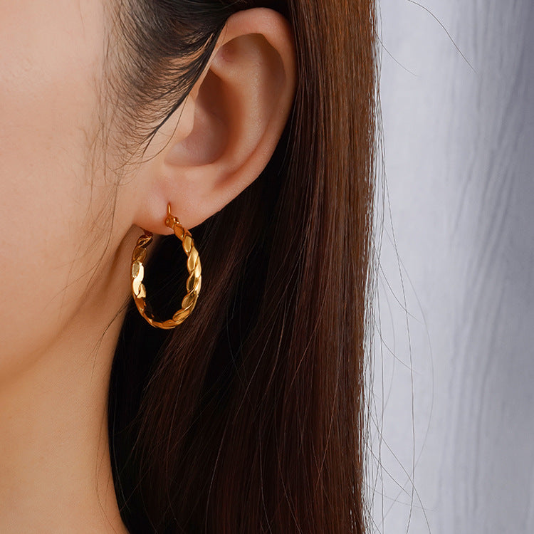 Universe Earrings For Women In Golden Titanium Steel