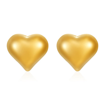 Heart Shape Stud Earrings For Women In Golden 304 Stainless Steel