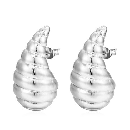 Water Droplets Stud Earrings For Women In 304 Stainless Steel With 18K Real Gold Plated Finish, Available In Golden