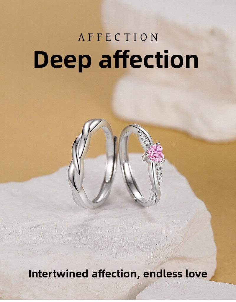 Heart Shape Ring For Women In 925 Sterling Silver With Pink Zircon Inlay
