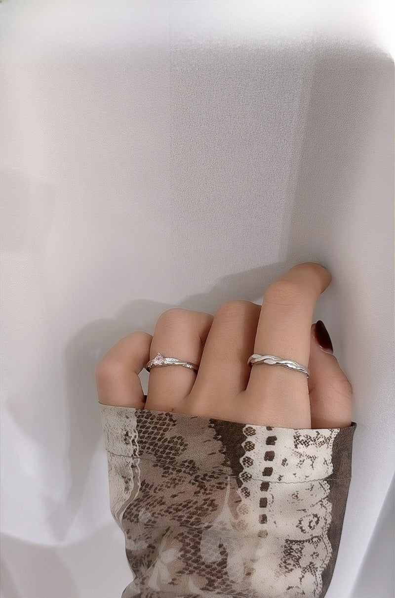 Heart Shape Ring For Women In 925 Sterling Silver With Pink Zircon Inlay