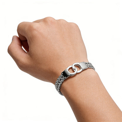 Men's Handcuffs Bracelet In Steel Color, Made Of Durable 304 Stainless Steel