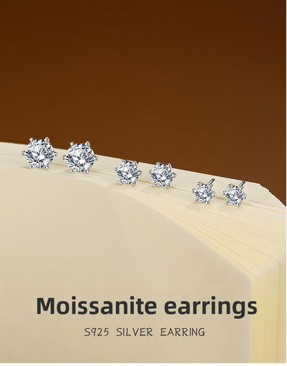 For Stud Earrings In 925 Sterling Silver, Silver Color, Classic And Elegant Design