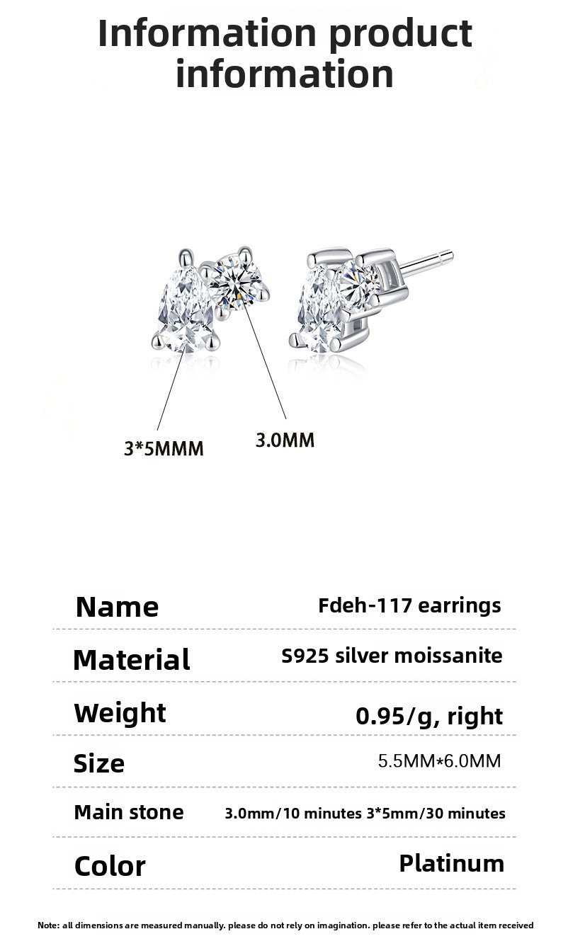 Round Stud Earrings For Women In 925 Sterling Silver Featuring Moissanite In Silver