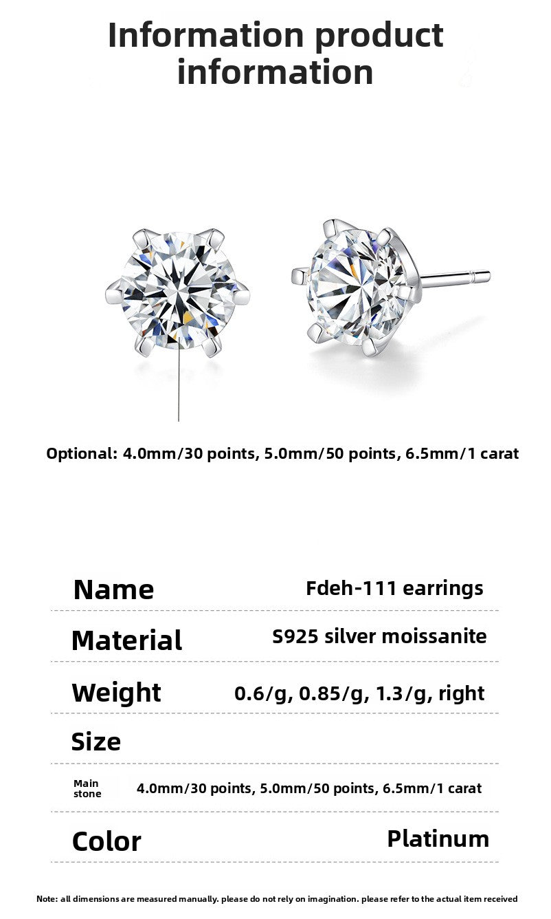 For Stud Earrings In 925 Sterling Silver, Silver Color, Classic And Elegant Design