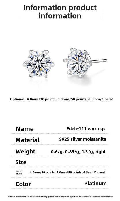 For Stud Earrings In 925 Sterling Silver, Silver Color, Classic And Elegant Design