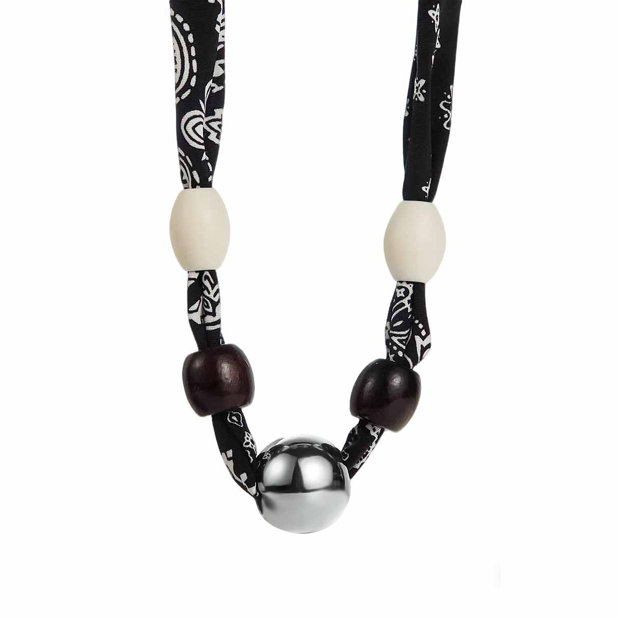 Leopard Print Sweater Chain Necklace For Maillard Style In Black