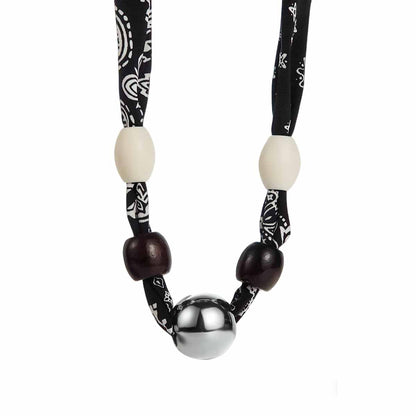 Leopard Print Sweater Chain Necklace For Maillard Style In Black
