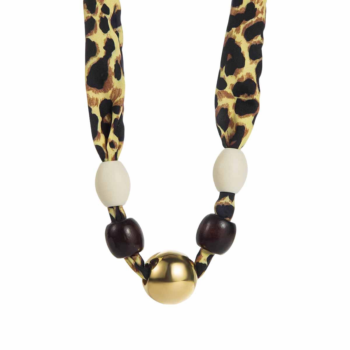 Leopard Print Sweater Chain Necklace For Maillard Style In Black
