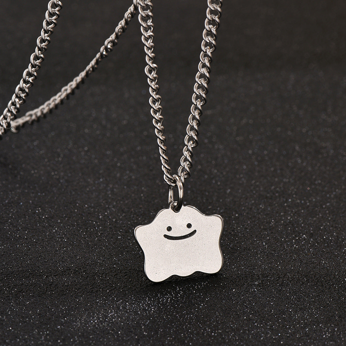 Smiley Face Necklace For Everyday Wear Featuring Durable Titanium Steel Material