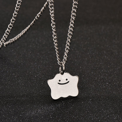 Smiley Face Necklace For Everyday Wear Featuring Durable Titanium Steel Material