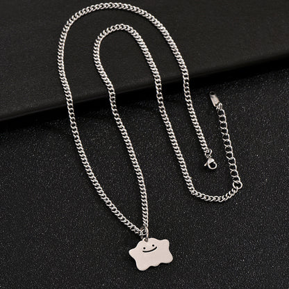 Smiley Face Necklace For Everyday Wear Featuring Durable Titanium Steel Material
