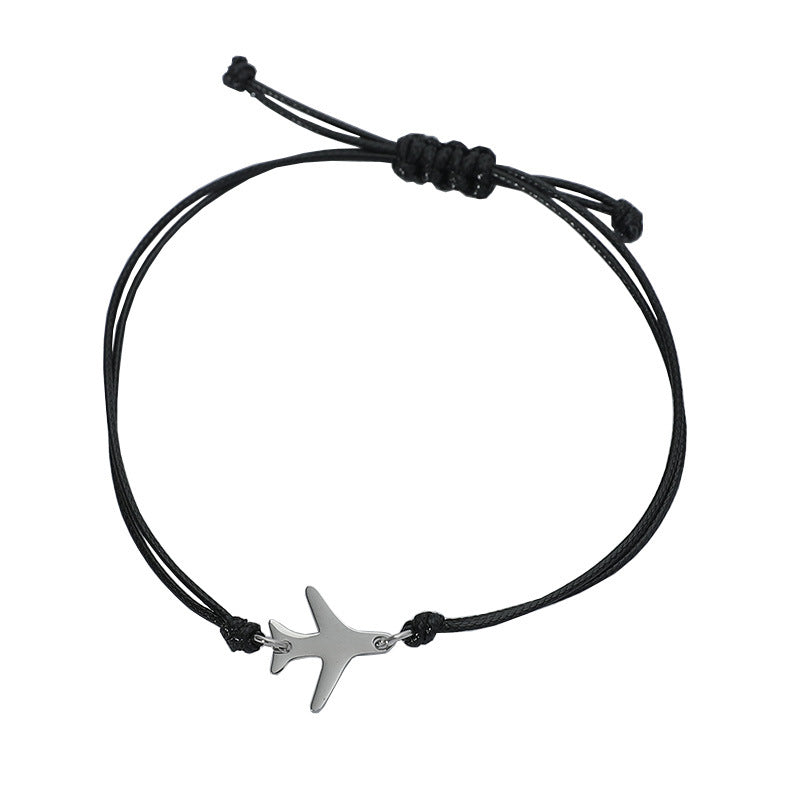 Black Airplane Bracelet Featuring Intricate Weave Craftsmanship