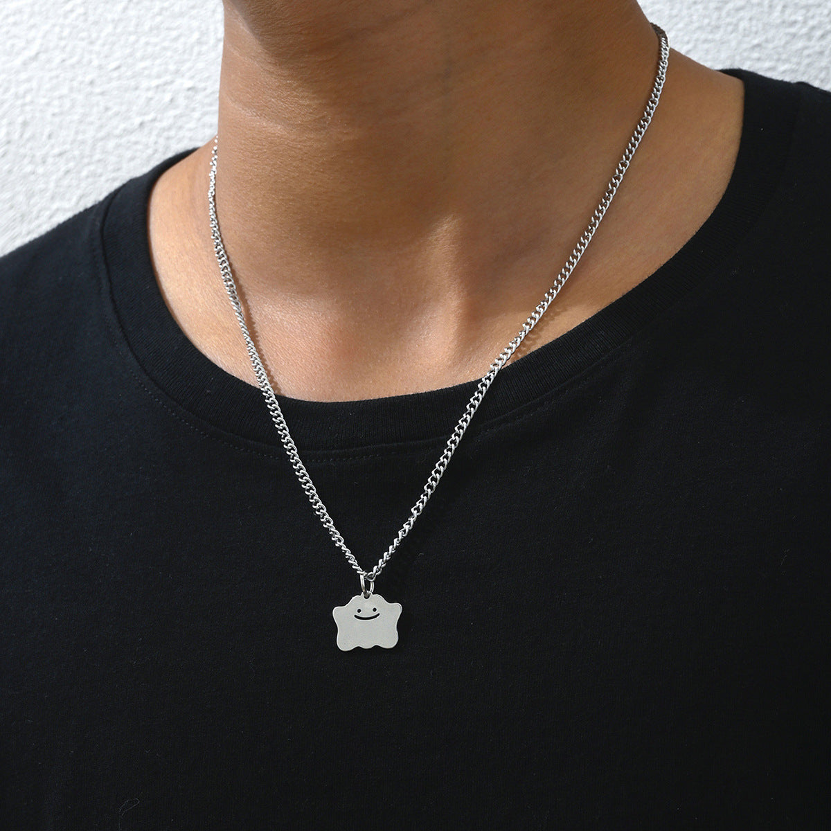 Smiley Face Necklace For Everyday Wear Featuring Durable Titanium Steel Material