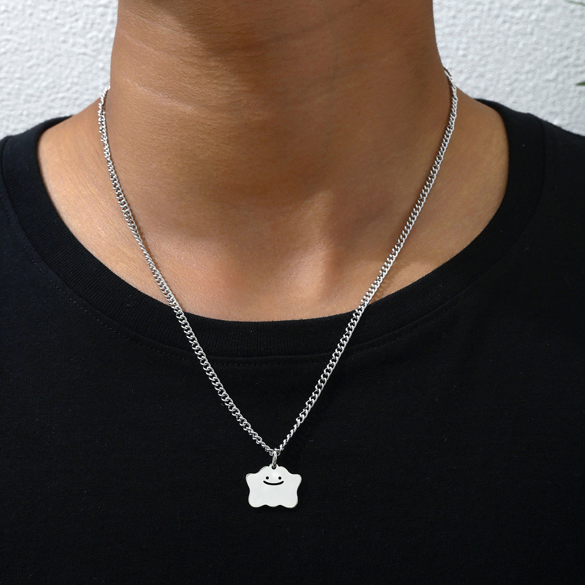 Smiley Face Necklace For Everyday Wear Featuring Durable Titanium Steel Material