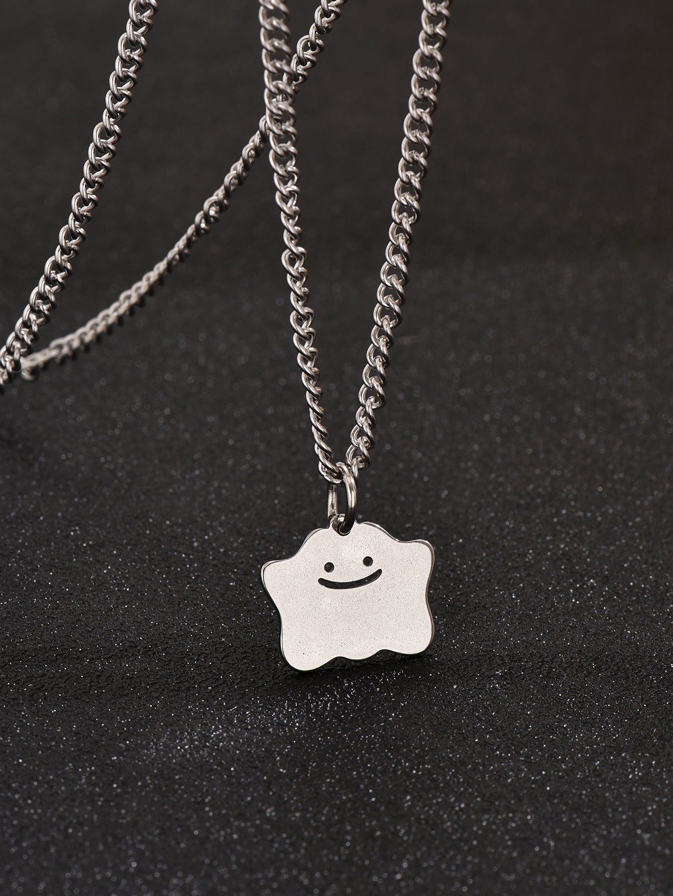 Smiley Face Necklace For Everyday Wear Featuring Durable Titanium Steel Material