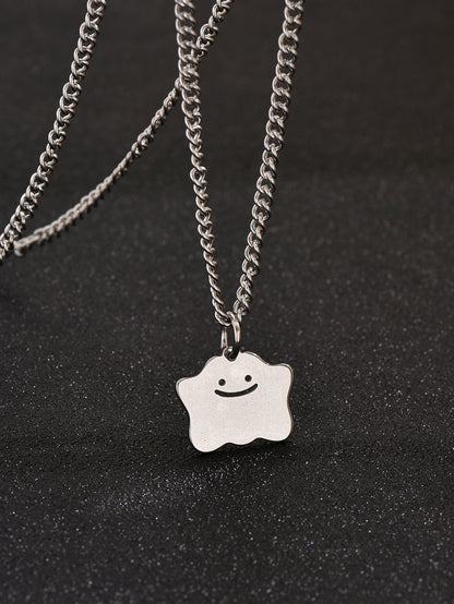 Smiley Face Necklace For Everyday Wear Featuring Durable Titanium Steel Material