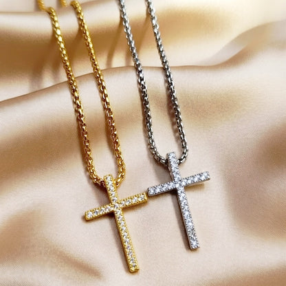Hip-Hop Style Cross Necklace In Rose Gold, Perfect For Everyday Wear