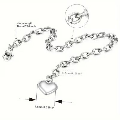 Sweet Heart Shape Bracelet For Women Made Of 304 Stainless Steel In Silver, 1 Piece