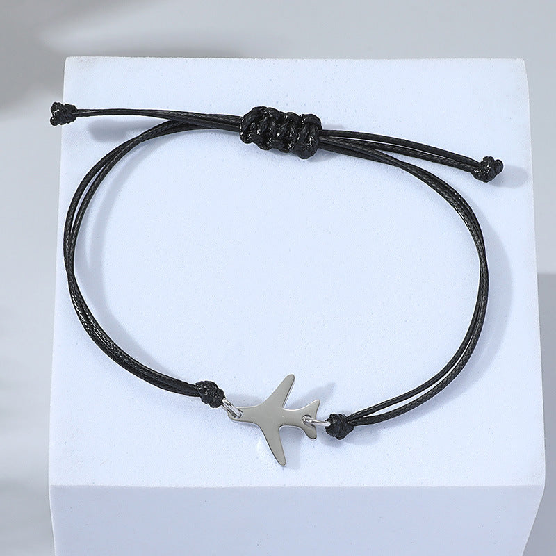 Black Airplane Bracelet Featuring Intricate Weave Craftsmanship