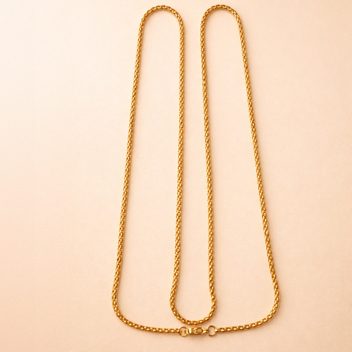 For Necklace In Golden Iron Featuring A Durable Box Chain Design