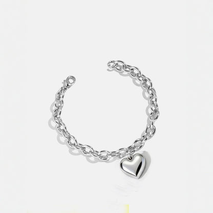 Sweet Heart Shape Bracelet For Women Made Of 304 Stainless Steel In Silver, 1 Piece