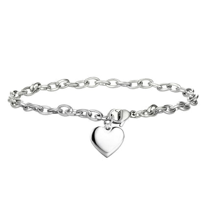 Sweet Heart Shape Bracelet For Women Made Of 304 Stainless Steel In Silver, 1 Piece
