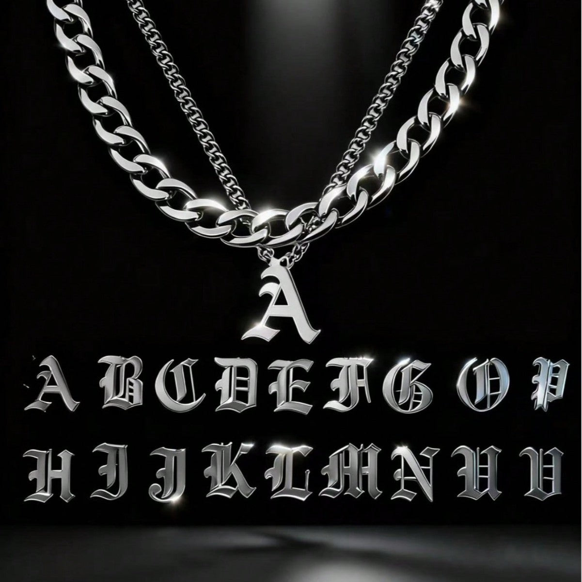 Hip-Hop Jewelry Set Featuring Letter Pattern For Stylish Urban Look