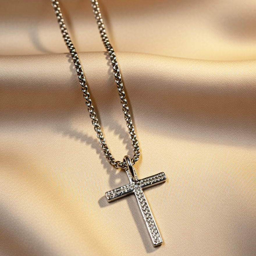 Hip-Hop Style Cross Necklace In Rose Gold, Perfect For Everyday Wear